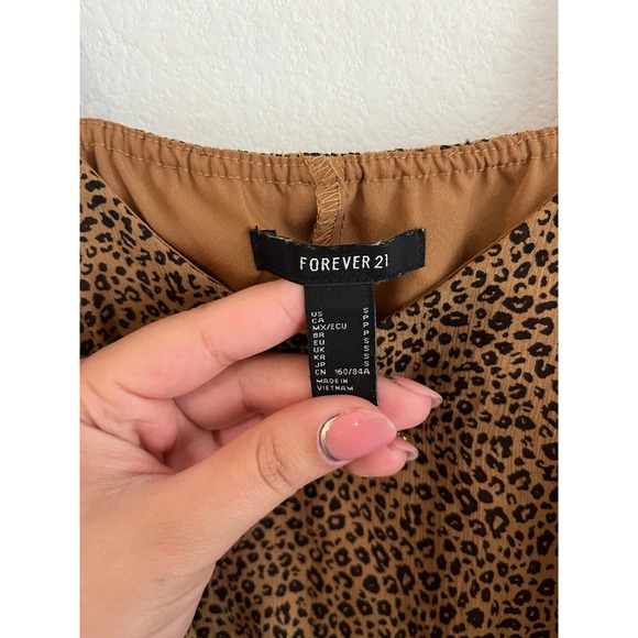 Forever 21 Womens Leopard Print Tiered Ruffle Dress Brown Small Animal Print - Picture 3 of 4